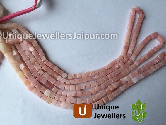 Pink Opal Smooth Cube Beads